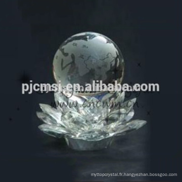 Boule de cristal 2015 avec base de lotus en cristal, socle / fondation